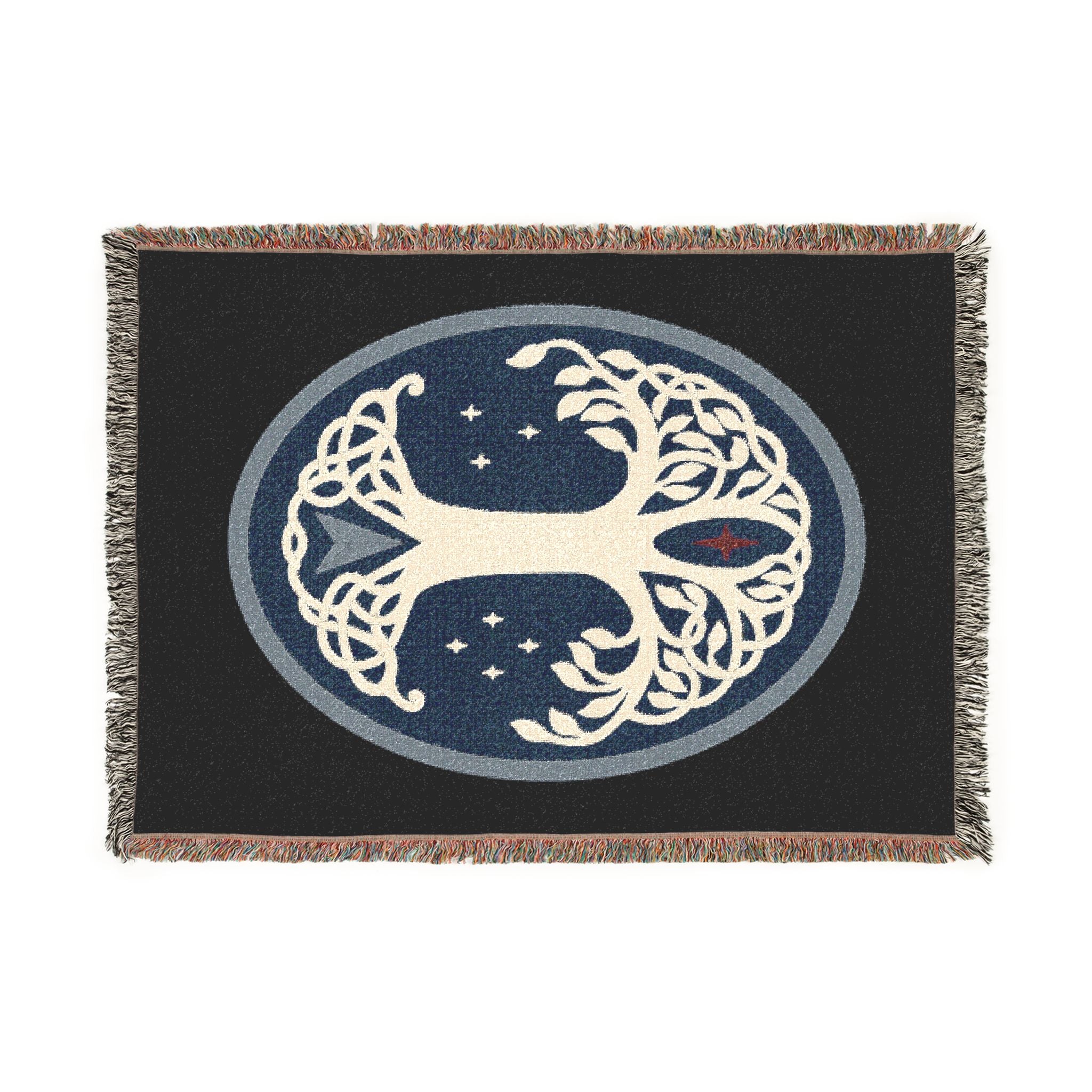 Tree of Life Woven Blanket — Celtic Moon & Star Tapestry Throw