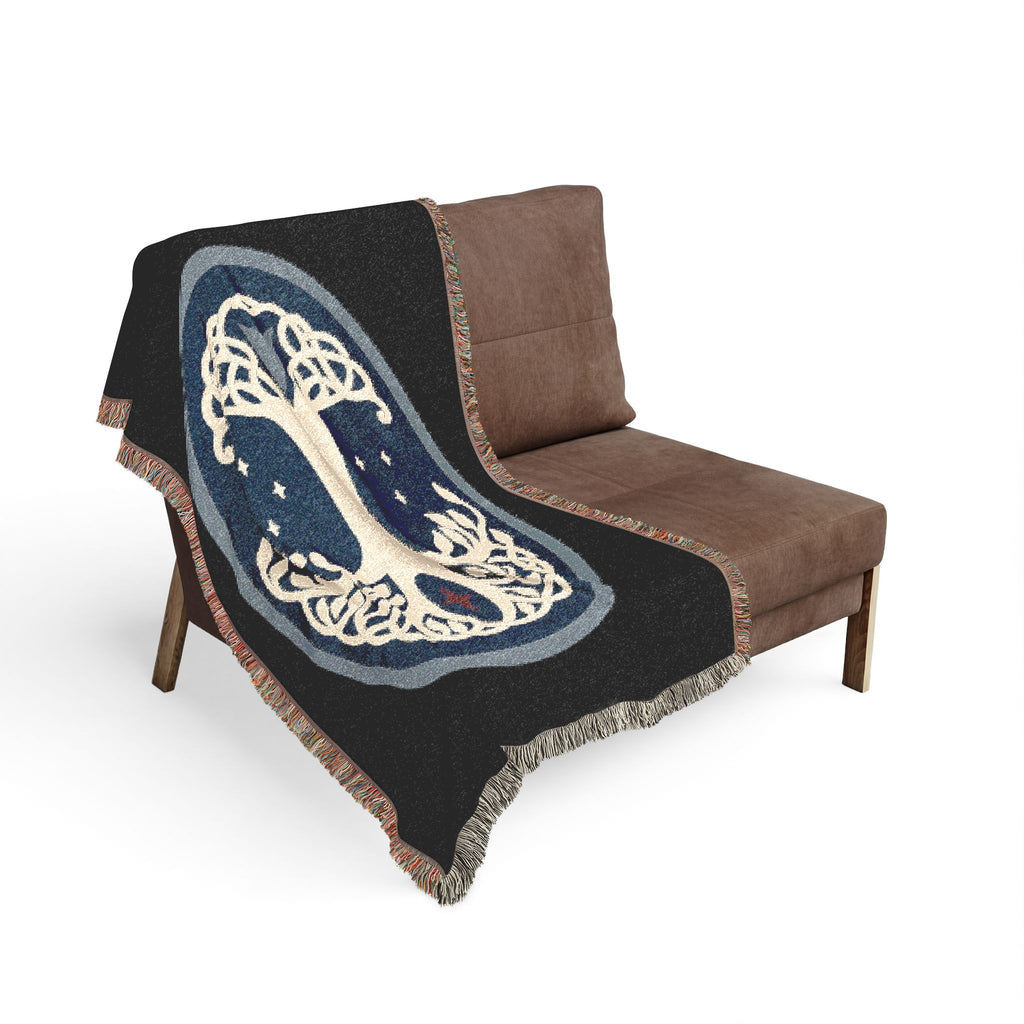 Tree of Life Woven Blanket — Celtic Moon & Star Tapestry Throw