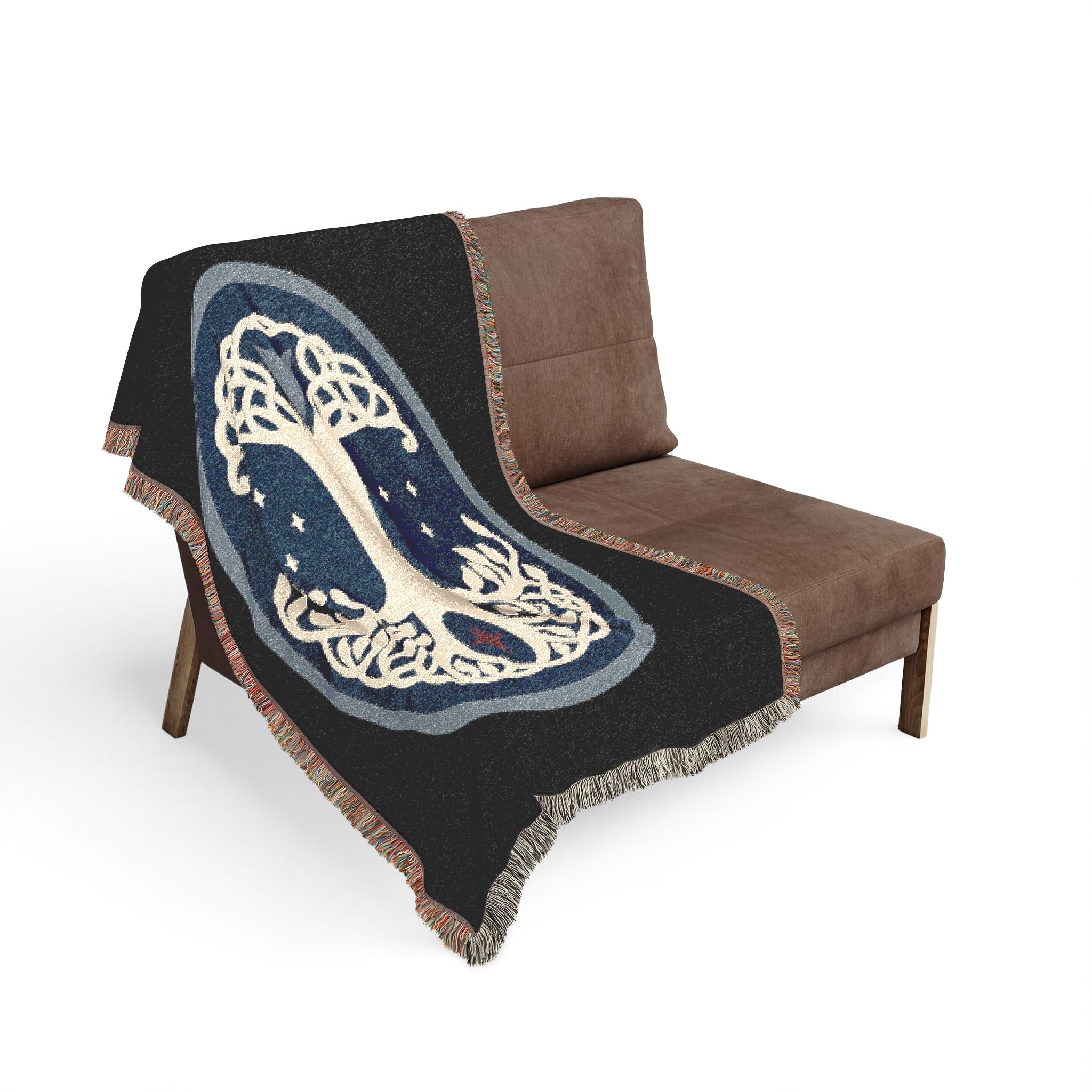 Tree of Life Woven Blanket — Celtic Moon & Star Tapestry Throw