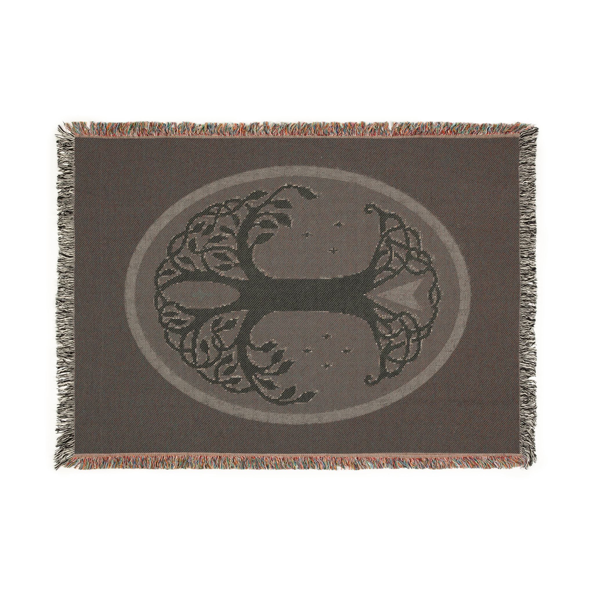Tree of Life Woven Blanket — Celtic Moon & Star Tapestry Throw