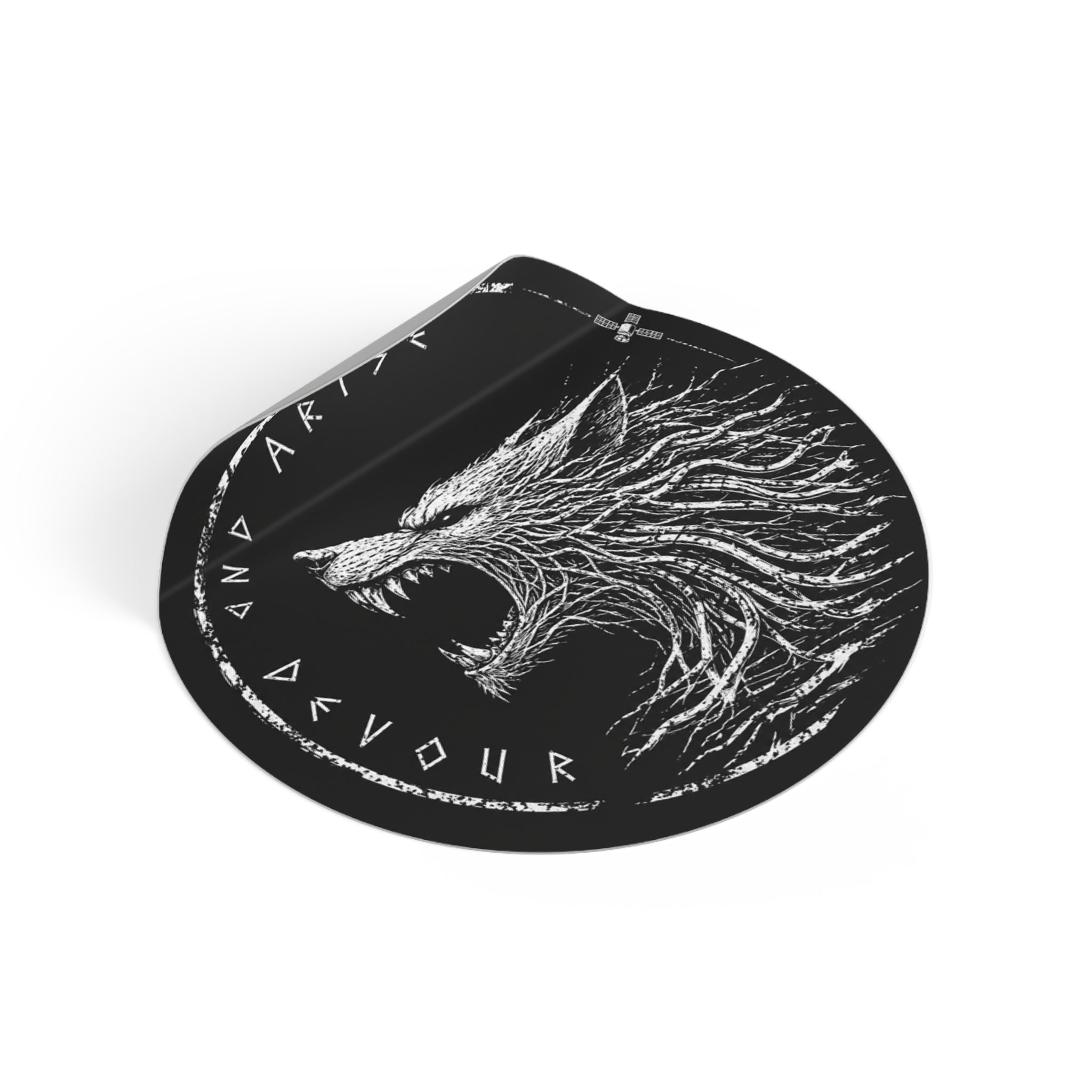 Fenrir, Arise and Devour - Round Vinyl Sticker