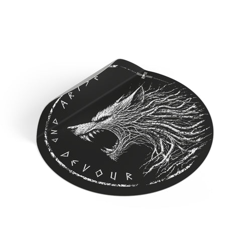 Fenrir, Arise and Devour - Round Vinyl Sticker