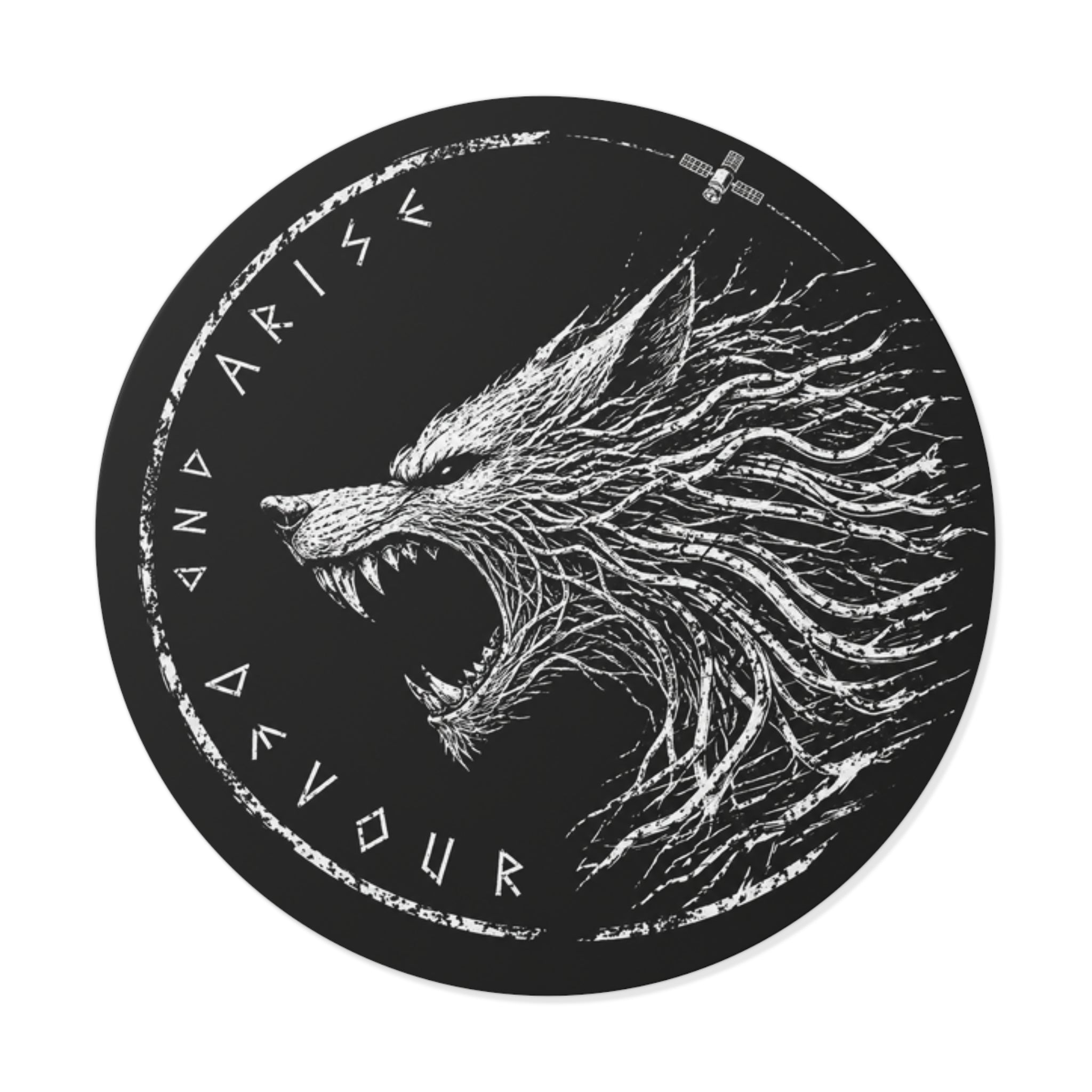 Fenrir, Arise and Devour - Round Vinyl Sticker